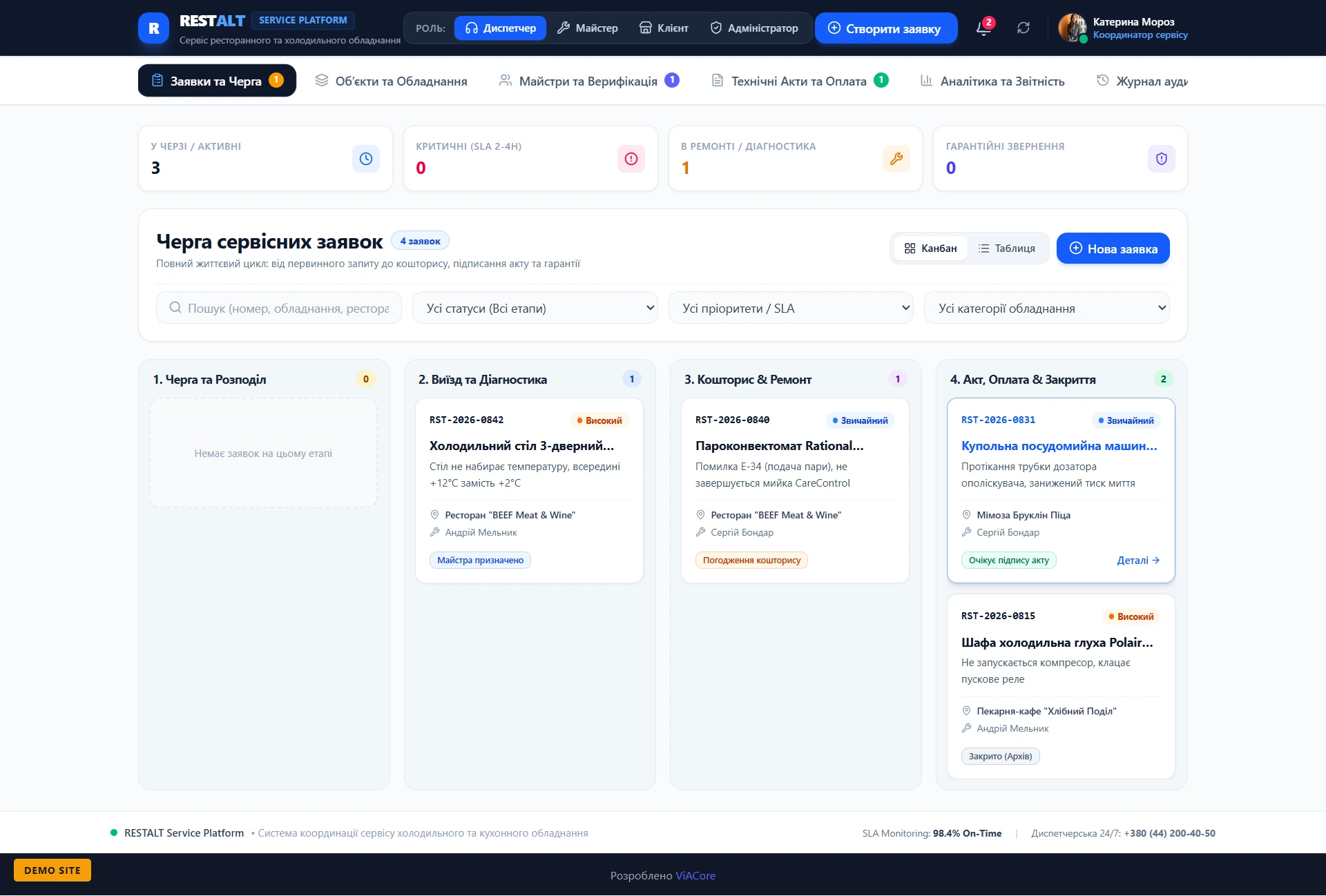 RESTALT — Сервісна платформа обладнання